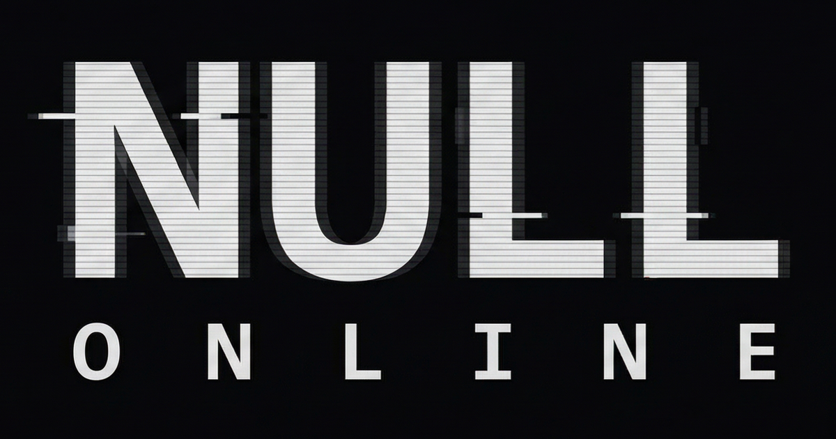 null online wordmark in white against a black background