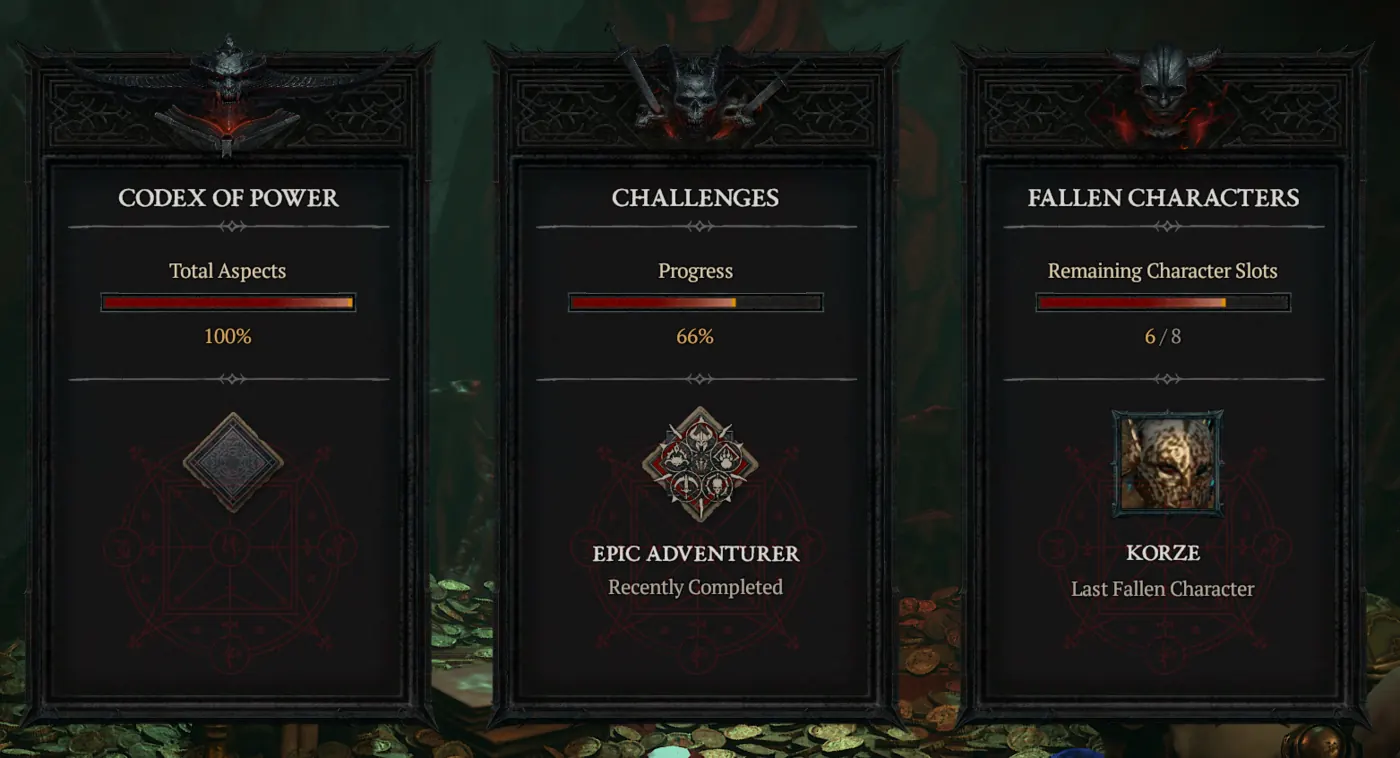account stats screen