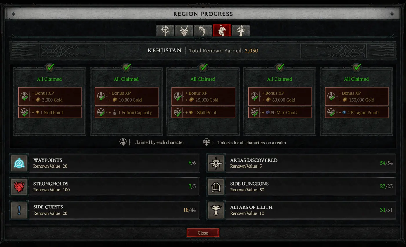 account stats screen